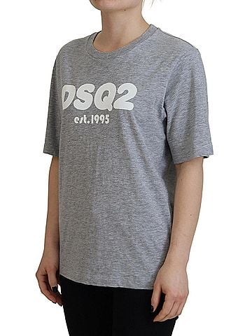 Dsquared2 Gray Logo Cotton Crewneck Short Sleeve Tee Women's T-shirt (view 2)