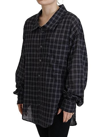 Dsquared2 Black Checkered Collared Button Long Sleeves Women's Shirt (view 2)