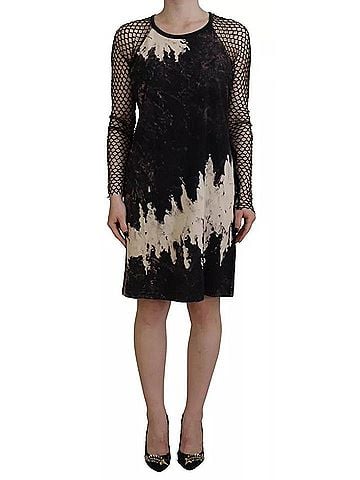 Dsquared2 Black Tie Dye Mesh Long Sleeves Cotton Shift Women's Dress (view 1)
