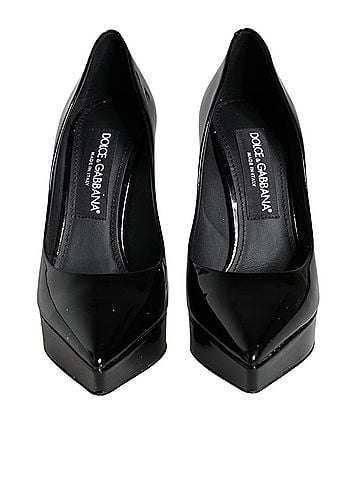 Dolce & Gabbana Basic Black Leather Platform Heels Pumps Women's Shoes (view 2)