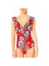 Jessica Simpson 84% Polyester 16% Spandex 100% Polyester Floral Red One Piece Swimsuit Size S - photo 1