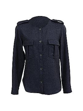 Isabel Marant Isabel Marant Buttoned Blouse in Navy Blue Wool (view 1)