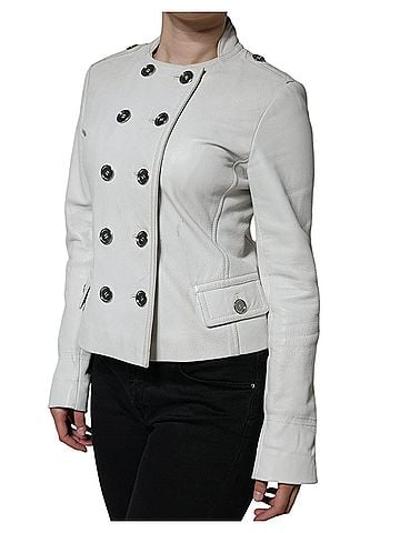 Dolce & Gabbana Basic White Double Breasted Blazer Coat Women's Jacket (view 2)