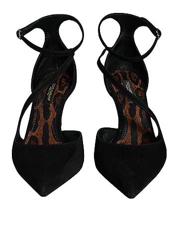 Dolce & Gabbana Basic Black Suede Ankle Strap Pumps Heels Women's Shoes (view 2)