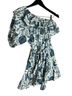 Rhode 100% Cotton Animal Print Floral White Blue Casual Dress Size XS - photo 2