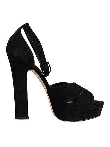 Dolce & Gabbana Basic Black Leather Platform Heels Sandals Women's Shoes (view 1)