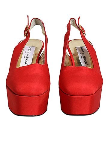 Dolce & Gabbana Basic Red Platform Slingback Heels Sandals Women's Shoes (view 2)