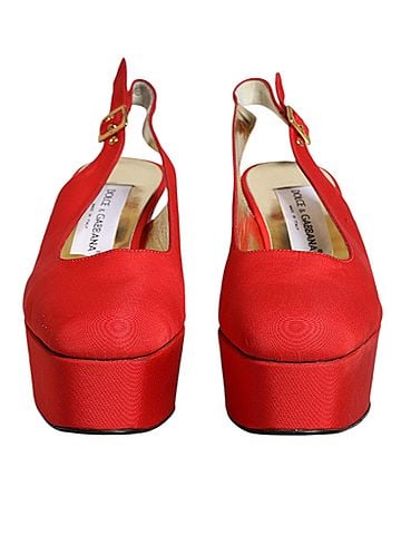 Dolce & Gabbana Basic Red Platform Slingback Heels Sandals Women's Shoes (view 2)