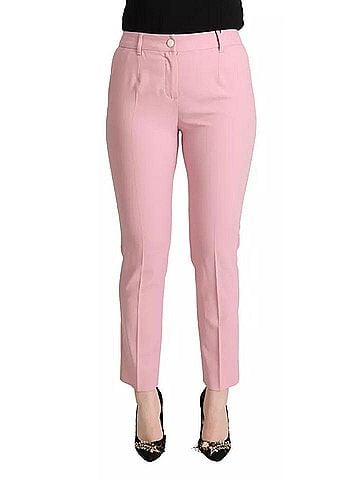 Dolce & Gabbana Basic Pink Wool Mid Waist Tapered Women's Pants (view 1)