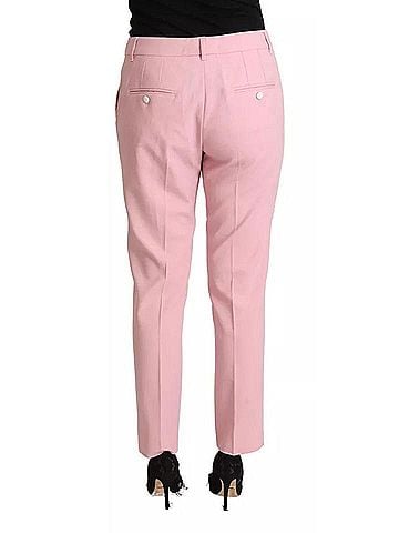 Dolce & Gabbana Basic Pink Wool Mid Waist Tapered Women's Pants (view 2)