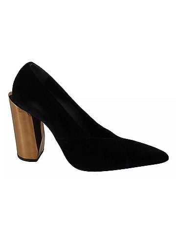 Jil Sander Black Leather Suede Block Heels Pumps Women's Shoes (view 1)