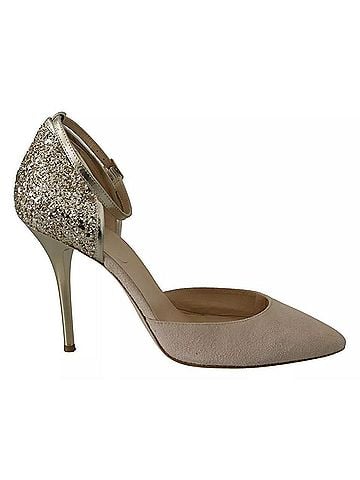 Elisabetta Franchi Beige Linen Ankle Strap High Heels Women's Shoes (view 1)
