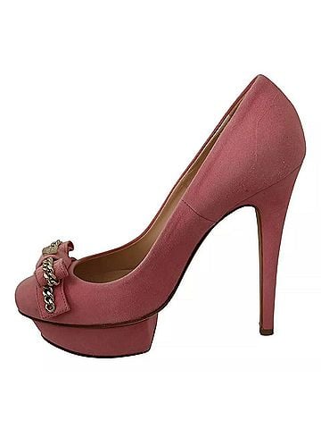 Elisabetta Franchi Pink Bow Stiletto Heel Pumps Women's Shoes (view 2)