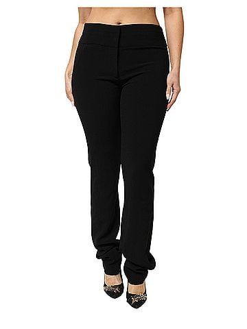 Exte Black Viscose Acetate Blend Straight Leg High Waist Women's Pants (view 1)