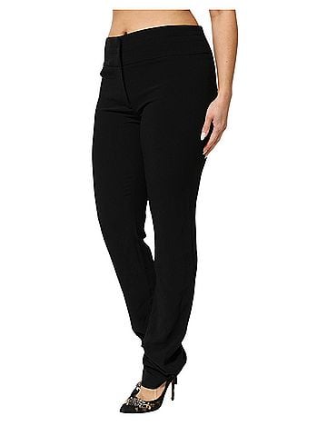 Exte Black Viscose Acetate Blend Straight Leg High Waist Women's Pants (view 2)