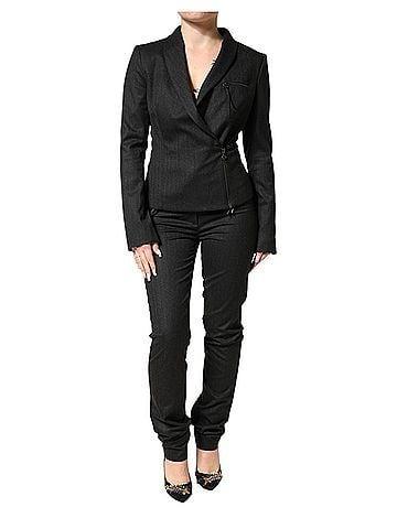 Exte Black Double Breasted Pants Blazer Jacket 2 Piece Women's Suit (view 1)