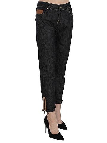 Plein Sud Cotton Blue High Waist Straight Cropped Trouser Women's Jeans (view 2)