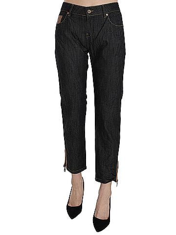 Plein Sud Cotton Blue High Waist Straight Cropped Trouser Women's Jeans (view 1)