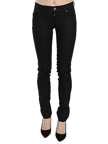 Plein Sud Cotton Black Mid Waist Skinny Denim Women's Jeans (view 1)