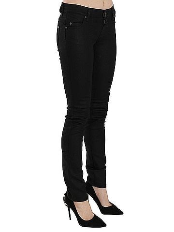 Plein Sud Cotton Black Mid Waist Skinny Denim Women's Jeans (view 2)
