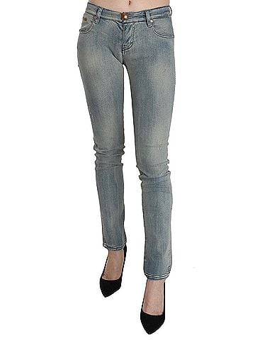 Plein Sud Light Blue Washed Mid Waist Skinny Denim Women's Jeans (view 1)