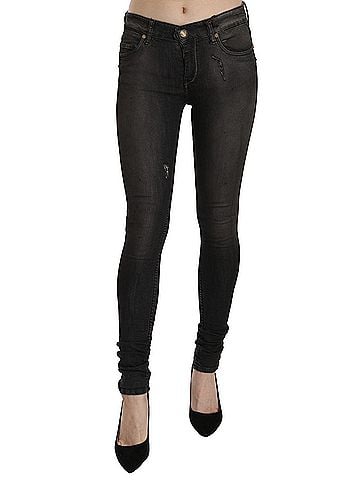 Plein Sud Cotton Black Washed Low Waist Skinny Denim Women's Jeans (view 1)