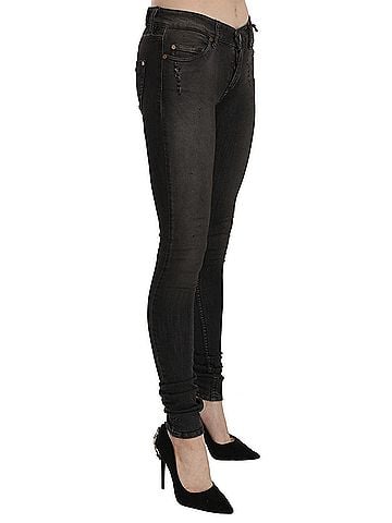 Plein Sud Cotton Black Washed Low Waist Skinny Denim Women's Jeans (view 2)