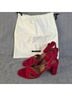 Margaux 100% Leather Print Red Sandals Size 10 1/2 - photo 4