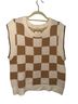 Maeve Checkered-gingham Tan Ivory Sweater Vest Size S - photo 1