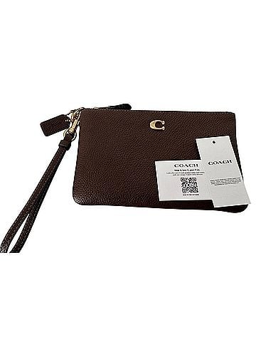 Coach NEW WITH TAGS Brown Maple Leather Wristlet (view 1)