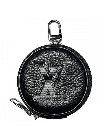 Louis Vuitton Louis Vuitton Men's Taurillon Shadow Portefeuille Round Pouch, Coin Purse, Key Case, Leather Accessories, LOUIS VUITTON MP2860, Black, Silver Hardware (view 1)