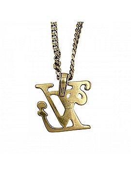 Louis Vuitton Louis Vuitton Men's Necklace, x NIGO Collier Squared LV Accessory Pendant, LOUIS VUITTON MP2692, Gold, Approx. 45.4g (view 2)