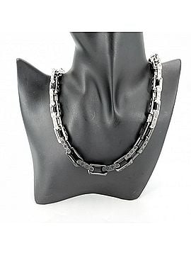 Louis Vuitton Louis Vuitton Men's Monogram Chain Necklace, M00677, Silver/Black, Approx. 132.6g (view 2)