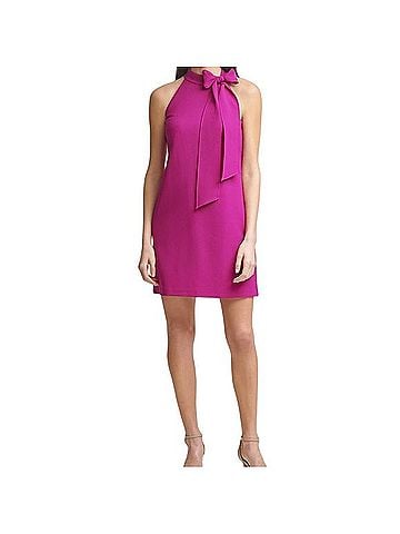 Vince Camuto Magenta Bow Halter Shift Dress Casual Dress (view 1)