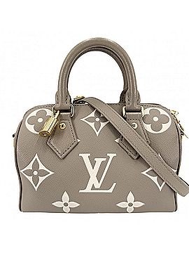 Louis Vuitton Louis Vuitton Women's Bicolor Monogram Empreinte Speedy Bandoulière 20 Mini Handbag Shoulder Bag Crossbody LOUIS VUITTON M46575 Tourterelle Grey Cream Gold Hardware (view 1)