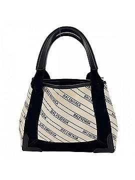 Balenciaga Balenciaga Women's Navy Cabas Crossbody Handbag Shoulder Bag XS All-over print BALENCIAGA Leather White Black Silver hardware (view 2)