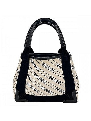 Balenciaga Balenciaga Women's Navy Cabas Crossbody Handbag Shoulder Bag XS All-over print BALENCIAGA Leather White Black Silver hardware (view 2)