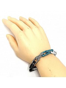 Louis Vuitton Louis Vuitton Men's Bracelet, Monogram Chain Stone Accessory, White, Black, Silver, Approx. 45.9g (M1042M) (view 2)