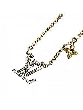 Louis Vuitton Louis Vuitton Necklace for Women, LV Iconic Accessory Pendant with Adjustable Clasp, Rhinestone, M00596, Gold, Approx. 6.3g (view 1)