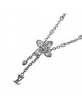 Louis Vuitton Louis Vuitton Women's Monogram Flower Necklace, LV Dazzle, One Size Fits All, Rhinestone, M02091, Silver, Approx. 20.8g (view 1)