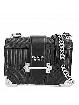 Prada Prada Cahier Diagram Shoulder Bag for Women, Black Nylon with Silver Hardware (view 1)