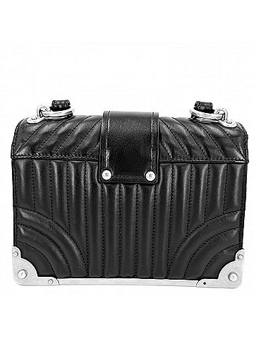 Prada Prada Cahier Diagram Shoulder Bag for Women, Black Nylon with Silver Hardware (view 2)