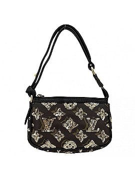 Louis Vuitton Louis Vuitton handbag for women, Monogram Eclipse, sequined, mini pochette accessory, LOUIS VUITTON M60125, brown, black, gold hardware. (view 1)