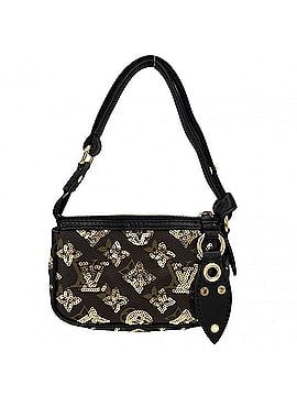 Louis Vuitton Louis Vuitton handbag for women, Monogram Eclipse, sequined, mini pochette accessory, LOUIS VUITTON M60125, brown, black, gold hardware. (view 2)