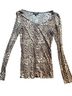Bebe Animal Print Brown Multi Color Long Sleeve Blouse Size XS - photo 1