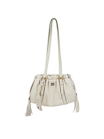 Miu Miu Miu Miu Miu Women's Joie Mini Handbag, Shoulder Bag, White, MIUMIU 5BP089, Leather, Ivory, Silver Hardware (view 1)