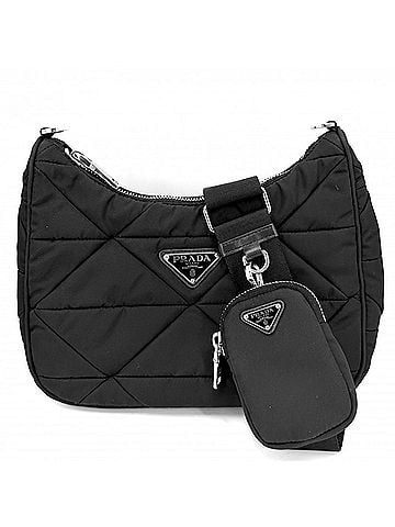Prada Prada Shoulder Bag for Men and Women, Padded Re-Nylon, Bag, Crossbody Triangle Logo, Unisex, PRADA 1BC151, Nylon, Black, Silver Hardware (view 1)