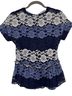 Eva Franco Floral Blue White Black Short Sleeve Blouse Size S - photo 2