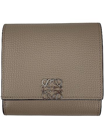 Loewe Loewe Anagram Compact Flap Wallet, Billfold, Coin Purse, Bi-fold Leather, Beige, Women's (view 1)