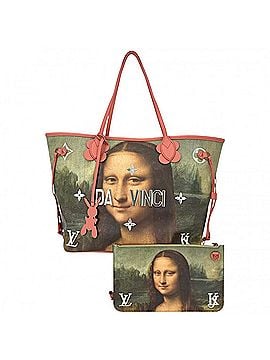Louis Vuitton Louis Vuitton Women's Masters Collection Neverfull MM Tote Bag, Mona Lisa Poppy Petal, Shoulder Jeff Koons, M43373, Pink Multicolor, Gold x Silver Hardware (view 1)